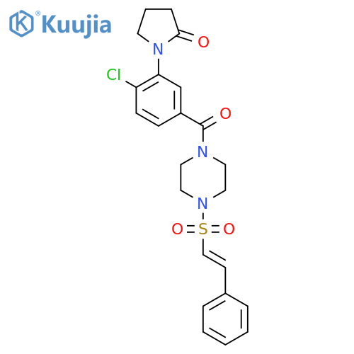 1-[2-chloro-5-[4-[(E)-2-phenylethenyl]sulfonylpiperazine-1-carbonyl]phenyl]pyrrolidin-2-one structure