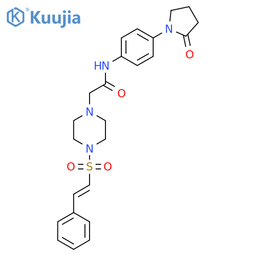 N-[4-(2-oxopyrrolidin-1-yl)phenyl]-2-[4-(2-phenylethenesulfonyl)piperazin-1-yl]acetamide structure
