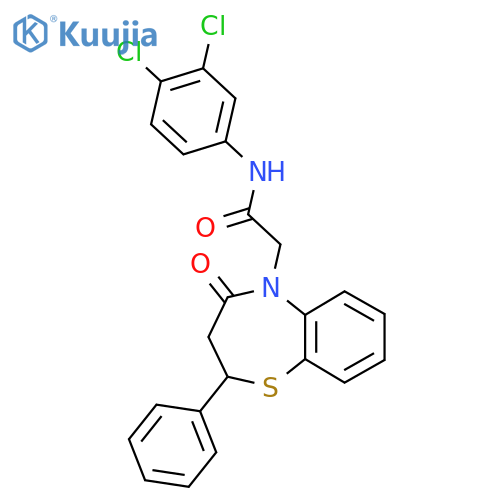 N-(3,4-dichlorophenyl)-2-(4-oxo-2-phenyl-2,3,4,5-tetrahydro-1,5-benzothiazepin-5-yl)acetamide structure