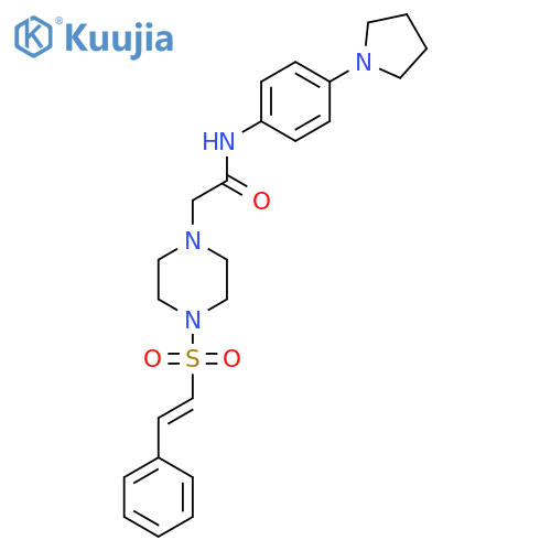 2-[4-(2-phenylethenesulfonyl)piperazin-1-yl]-N-[4-(pyrrolidin-1-yl)phenyl]acetamide structure