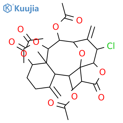 (1R,3aR,4S,6R,7R,8R,8aR,9S,12aS,13S)-4-chloro-1,8a-dimethyl-5,12-dimethylidene-2-oxotetradecahydro-3aH-6,13a-epoxybenzo[4,5]cyclodeca[1,2-b]furan-7,8,9,13-tetrayl tetraacetate structure