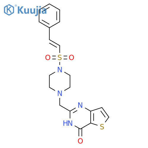 2-{[4-(2-phenylethenesulfonyl)piperazin-1-yl]methyl}-3H,4H-thieno[3,2-d]pyrimidin-4-one structure