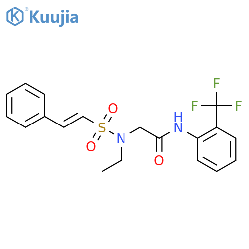 2-(N-ethyl-2-phenylethenesulfonamido)-N-[2-(trifluoromethyl)phenyl]acetamide structure