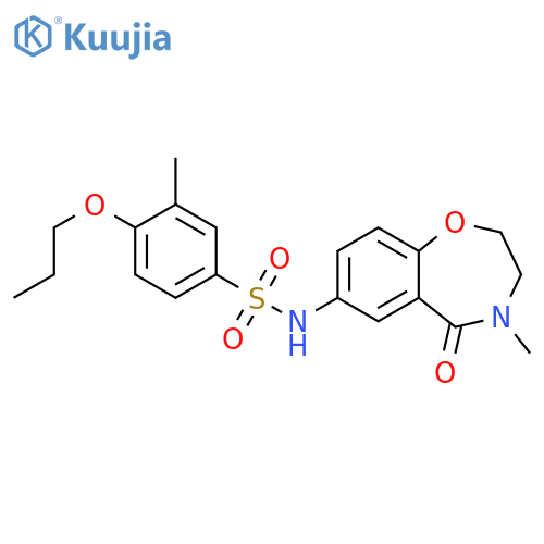 3-methyl-N-(4-methyl-5-oxo-2,3,4,5-tetrahydro-1,4-benzoxazepin-7-yl)-4-propoxybenzene-1-sulfonamide structure