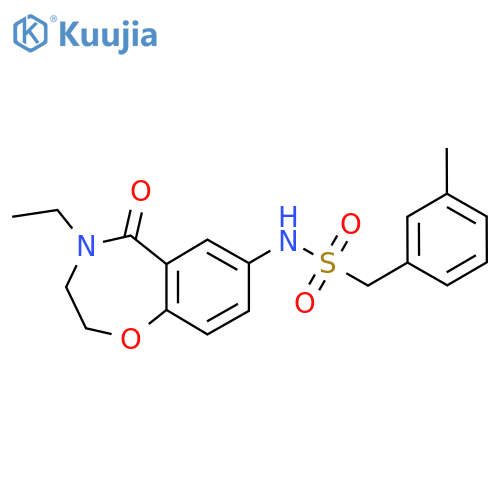 N-(4-ethyl-5-oxo-2,3,4,5-tetrahydro-1,4-benzoxazepin-7-yl)-1-(3-methylphenyl)methanesulfonamide structure