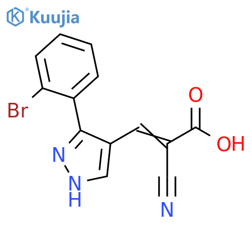 3-3-(2-bromophenyl)-1H-pyrazol-4-yl-2-cyanoprop-2-enoic acid structure