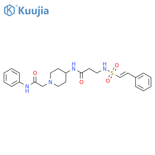 N-{1-[(phenylcarbamoyl)methyl]piperidin-4-yl}-3-(2-phenylethenesulfonamido)propanamide structure
