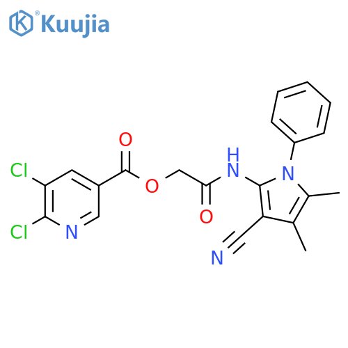 [2-[(3-Cyano-4,5-dimethyl-1-phenylpyrrol-2-yl)amino]-2-oxoethyl] 5,6-dichloropyridine-3-carboxylate structure