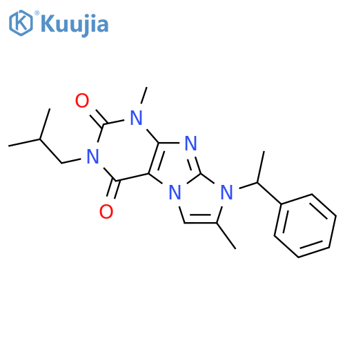1,7-dimethyl-3-(2-methylpropyl)-8-(1-phenylethyl)-1H,2H,3H,4H,8H-imidazo1,2-gpurine-2,4-dione structure