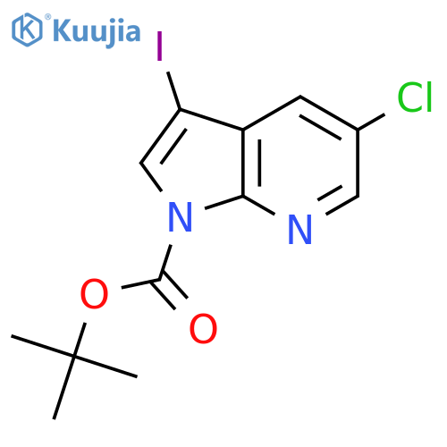5-CHLORO-3-IODO-PYRROLO[2,3-B]PYRIDINE-1-CARBOXYLICACIDTERT-BUTYLESTER structure