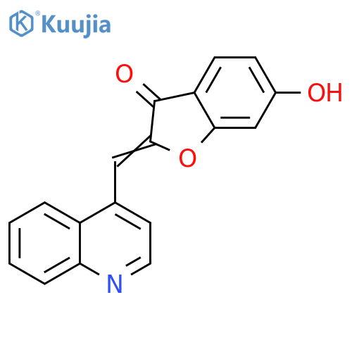 (2Z)-6-hydroxy-2-(quinolin-4-yl)methylidene-2,3-dihydro-1-benzofuran-3-one structure