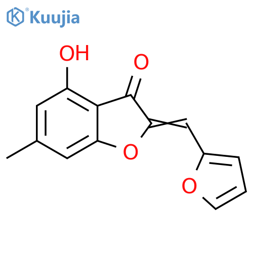(2Z)-2-(furan-2-yl)methylidene-4-hydroxy-6-methyl-2,3-dihydro-1-benzofuran-3-one structure