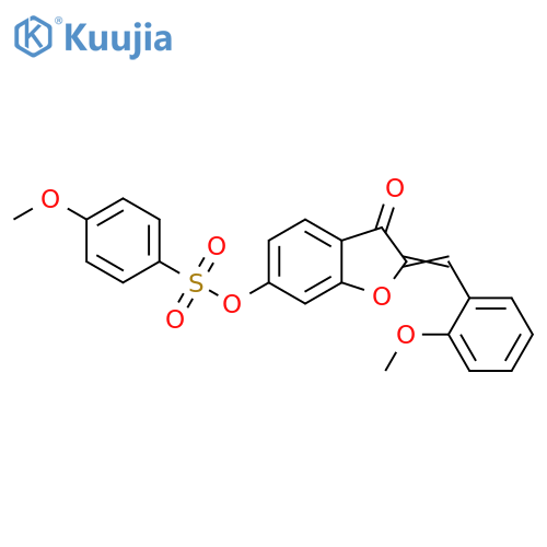 (2Z)-2-(2-methoxyphenyl)methylidene-3-oxo-2,3-dihydro-1-benzofuran-6-yl 4-methoxybenzene-1-sulfonate structure