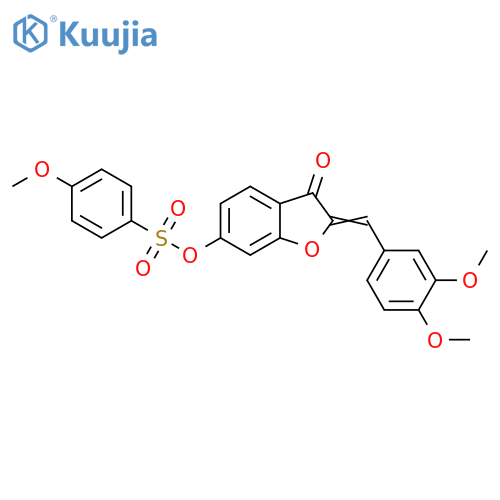 (2Z)-2-(3,4-dimethoxyphenyl)methylidene-3-oxo-2,3-dihydro-1-benzofuran-6-yl 4-methoxybenzene-1-sulfonate structure