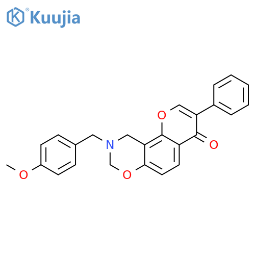 9-(4-methoxyphenyl)methyl-3-phenyl-4H,8H,9H,10H-chromeno8,7-e1,3oxazin-4-one structure