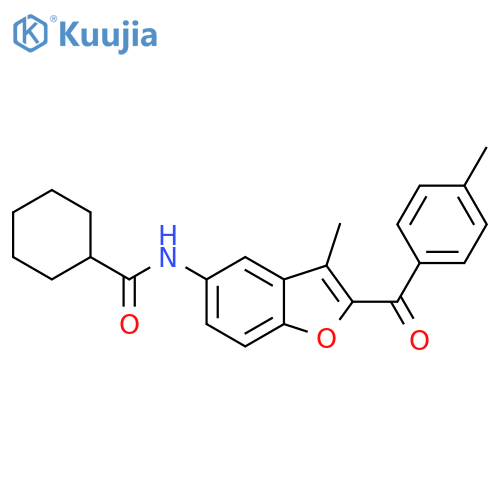 N-3-methyl-2-(4-methylbenzoyl)-1-benzofuran-5-ylcyclohexanecarboxamide structure
