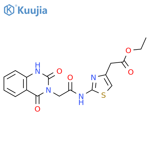 ethyl 2-{2-2-(2,4-dioxo-1,2,3,4-tetrahydroquinazolin-3-yl)acetamido-1,3-thiazol-4-yl}acetate structure