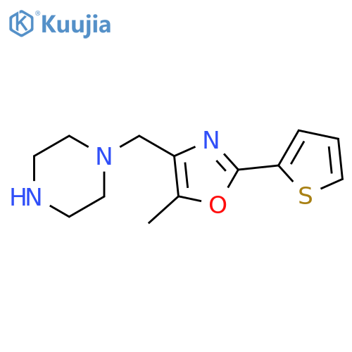1-{5-methyl-2-(thiophen-2-yl)-1,3-oxazol-4-ylmethyl}piperazine structure