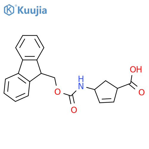 4-({(9H-fluoren-9-yl)methoxycarbonyl}amino)cyclopent-2-ene-1-carboxylic acid structure