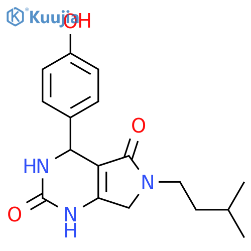 4-(4-hydroxyphenyl)-6-(3-methylbutyl)-1H,2H,3H,4H,5H,6H,7H-pyrrolo3,4-dpyrimidine-2,5-dione structure