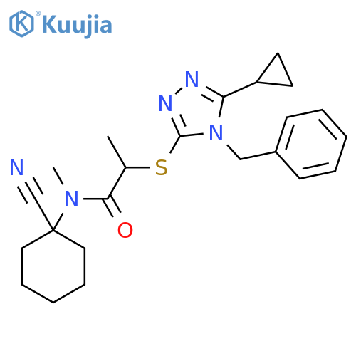 2-[(4-benzyl-5-cyclopropyl-4H-1,2,4-triazol-3-yl)sulfanyl]-N-(1-cyanocyclohexyl)-N-methylpropanamide structure