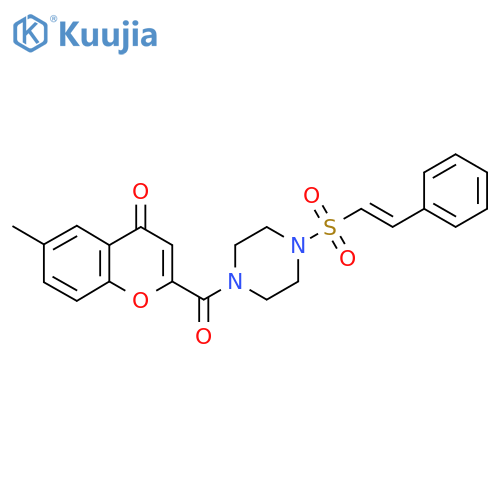 6-methyl-2-[4-(2-phenylethenesulfonyl)piperazine-1-carbonyl]-4H-chromen-4-one structure