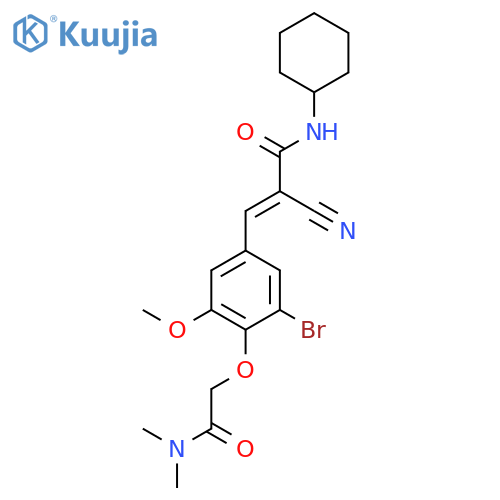 3-{3-bromo-4-[(dimethylcarbamoyl)methoxy]-5-methoxyphenyl}-2-cyano-N-cyclohexylprop-2-enamide structure