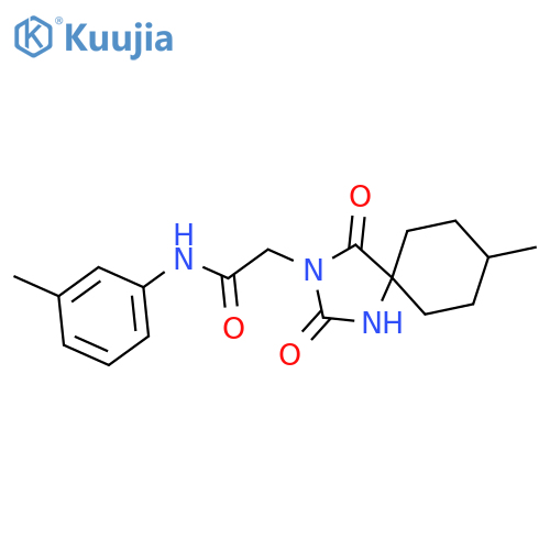 2-(8-methyl-2,4-dioxo-1,3-diazaspiro[4.5]decan-3-yl)-N-(3-methylphenyl)acetamide structure