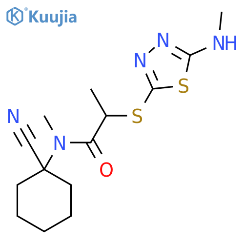 N-(1-cyanocyclohexyl)-N-methyl-2-{[5-(methylamino)-1,3,4-thiadiazol-2-yl]sulfanyl}propanamide structure