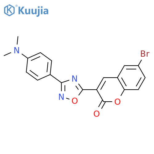 6-bromo-3-{3-4-(dimethylamino)phenyl-1,2,4-oxadiazol-5-yl}-2H-chromen-2-one structure