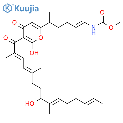 methyl [(1E)-5-{6-hydroxy-5-[(2E,4E,9Z,13E)-8-hydroxy-2,5,9-trimethylpentadeca-2,4,9,13-tetraenoyl]-4-oxo-4H-pyran-2-yl}hex-1-en-1-yl]carbamate structure