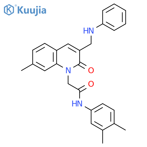 N-(3,4-dimethylphenyl)-2-{7-methyl-2-oxo-3-(phenylamino)methyl-1,2-dihydroquinolin-1-yl}acetamide structure