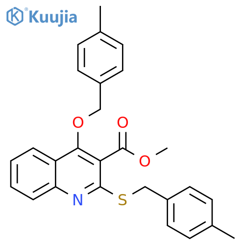 methyl 4-(4-methylphenyl)methoxy-2-{(4-methylphenyl)methylsulfanyl}quinoline-3-carboxylate structure