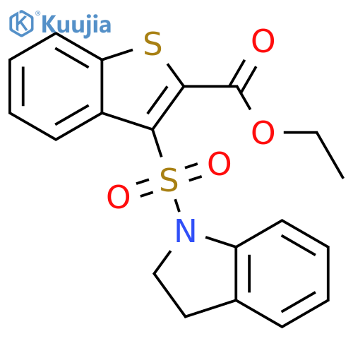 ethyl 3-(2,3-dihydro-1H-indole-1-sulfonyl)-1-benzothiophene-2-carboxylate structure