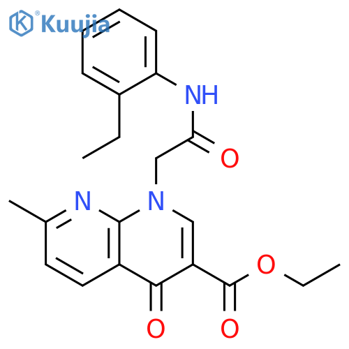 ethyl 1-{(2-ethylphenyl)carbamoylmethyl}-7-methyl-4-oxo-1,4-dihydro-1,8-naphthyridine-3-carboxylate structure