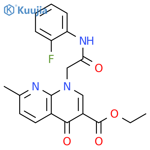ethyl 1-{(2-fluorophenyl)carbamoylmethyl}-7-methyl-4-oxo-1,4-dihydro-1,8-naphthyridine-3-carboxylate structure