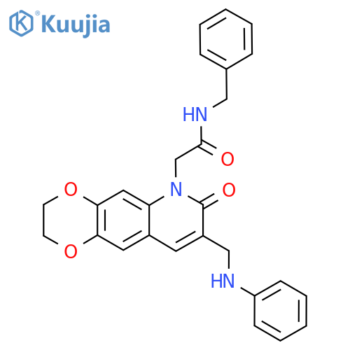N-benzyl-2-{7-oxo-8-(phenylamino)methyl-2H,3H,6H,7H-1,4dioxino2,3-gquinolin-6-yl}acetamide structure