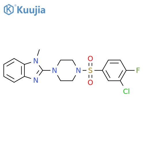 2-4-(3-chloro-4-fluorobenzenesulfonyl)piperazin-1-yl-1-methyl-1H-1,3-benzodiazole structure