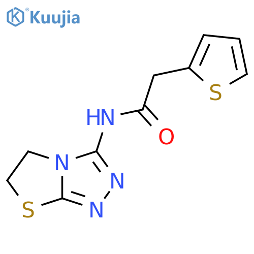 2-(thiophen-2-yl)-N-{5H,6H-1,2,4triazolo3,4-b1,3thiazol-3-yl}acetamide structure