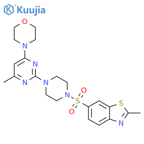 2-methyl-6-({4-4-methyl-6-(morpholin-4-yl)pyrimidin-2-ylpiperazin-1-yl}sulfonyl)-1,3-benzothiazole structure