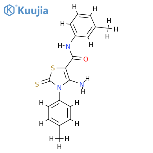 4-amino-N-(3-methylphenyl)-3-(4-methylphenyl)-2-sulfanylidene-1,3-thiazole-5-carboxamide structure