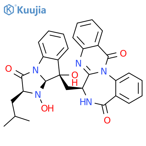 Quinazolino[3,2-a][1,4]benzodiazepine-5,13-dione,6,7-dihydro-7-[[(2S,9S,9aR)-2,3,9,9a-tetrahydro-1,9-dihydroxy-2-(2-methylpropyl)-3-oxo-1H-imidazo[1,2-a]indol-9-yl]methyl]-,(7S)- structure
