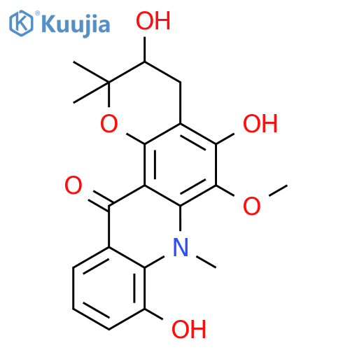 3,4-dihydro-3,5,8-trihydroxy-6-methoxy-2,2,7-trimethyl-2H-pyrano[2,3-a]acridin-12(7H)-one structure