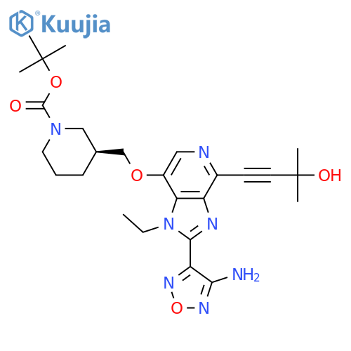 (S)-tert-butyl 3-((2-(4-amino-1,2,5-oxadiazol-3-yl)-1-ethyl-4-(3-hydroxy-3-methylbut-1-ynyl)-1h-imidazo[4,5-c]pyridin-7-yloxy)methyl)piperidine-1-carboxylate structure