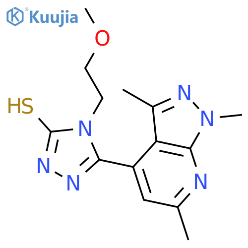 <br>4-(2-Methoxyethyl)-5-(1,3,6-trimethyl-1H-pyrazolo[3,4-b]pyridin-4-yl)-4H-1, 2,4-triazole-3-thiol structure