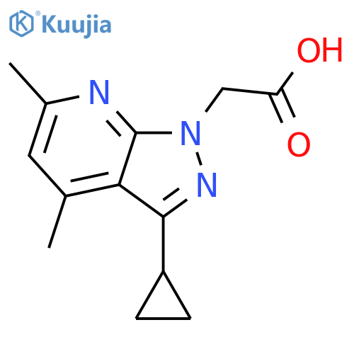 2-{3-cyclopropyl-4,6-dimethyl-1H-pyrazolo3,4-bpyridin-1-yl}acetic acid structure