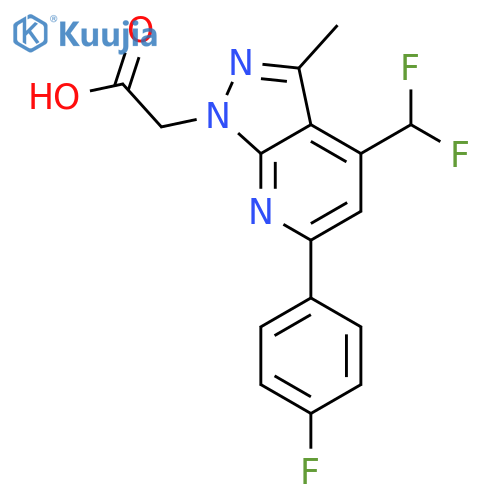 2-4-(difluoromethyl)-6-(4-fluorophenyl)-3-methyl-1H-pyrazolo3,4-bpyridin-1-ylacetic acid structure