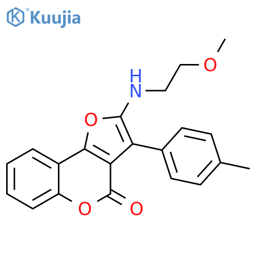 2-(2-methoxyethyl)amino-3-(4-methylphenyl)-4H-furo3,2-cchromen-4-one structure
