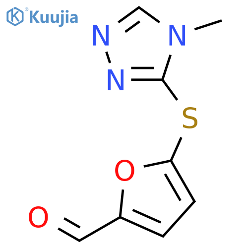 5-(4-methyl-4H-1,2,4-triazol-3-yl)thio-2-furaldehyde structure