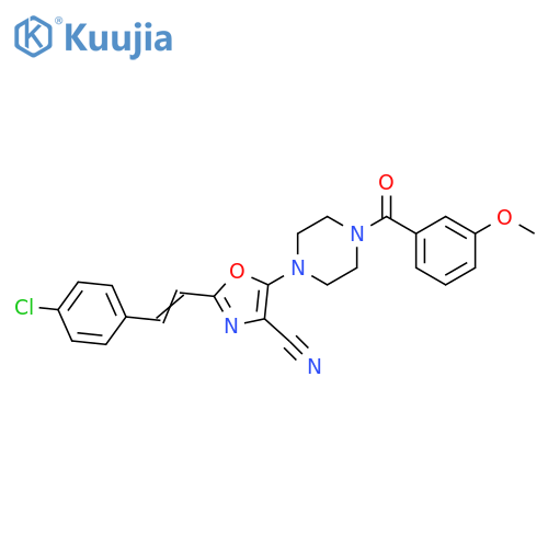2-(E)-2-(4-chlorophenyl)ethenyl-5-4-(3-methoxybenzoyl)piperazin-1-yl-1,3-oxazole-4-carbonitrile structure